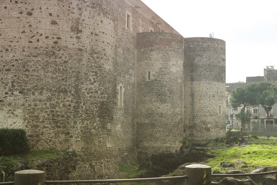 View of the castle called Castello Ursino, Castello Svevo di Catania, Sicily, Italy