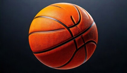 Fototapeta premium Basketball close-up on dark background, showcasing texture and design.