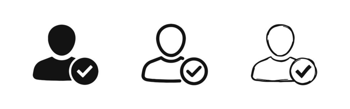 Verified User Profile Icon Set for Account Authentication and Member Verification