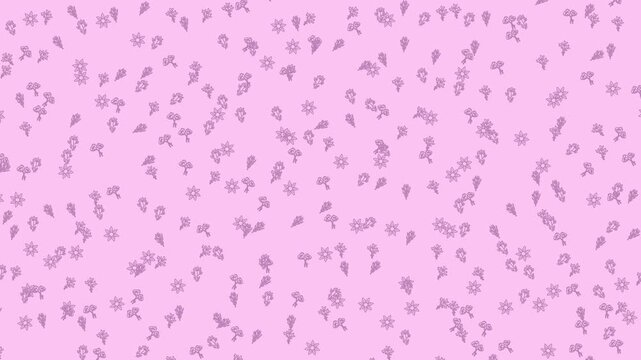 Background of many small flowerlike shapes on pink. Suitable for spring and feminine designs, invitations, wallpapers, and pattern backgrounds.