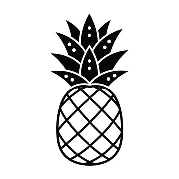 Black and white pineapple illustration