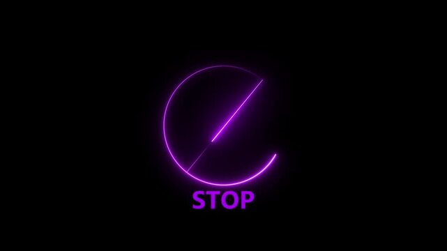stop sign circle neon bright orange color animation.
