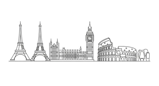 City Skyline with Famous Landmarks.