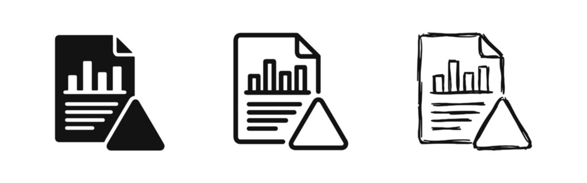 Data Report with Warning Triangle Alert Icon Set for Information Error and Analysis Problem