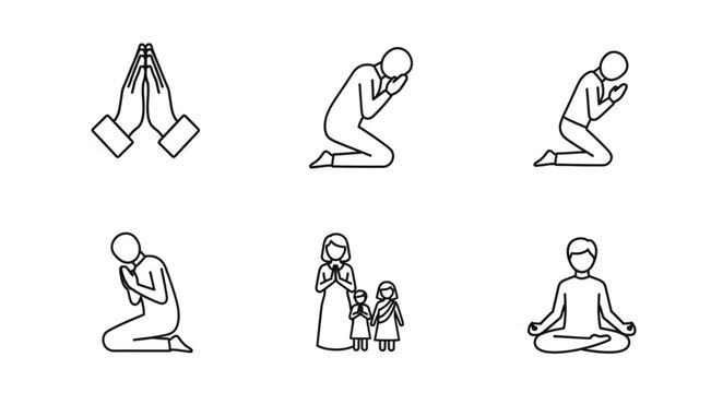 People in various prayer positions.