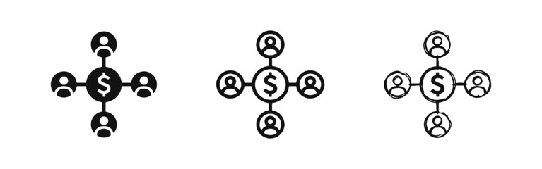 Obraz premium Profit Sharing Network and Team Business Compensation Icon Set