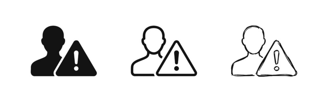 User Profile Account Alert and Warning Notification Icon Set