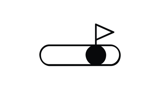 Feature flag vector icon illustration featuring a minimalist toggle switch with a small banner flag. Clean black line art design for software development, devops, and configuration management.