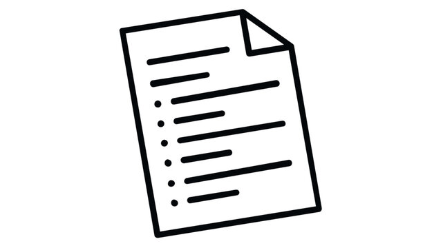 Meeting agenda document vector icon illustration featuring a clean line art style with bullet points and a folded corner, perfect for business operations, task lists, and office paperwork.