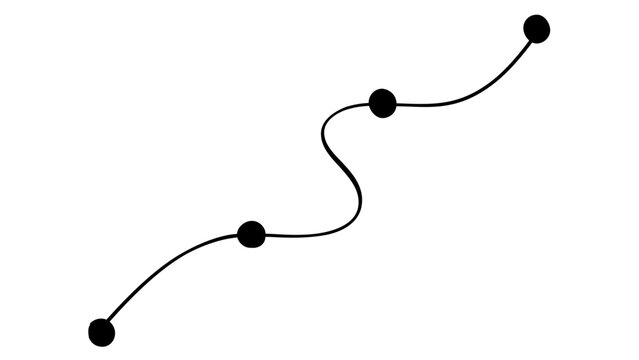 User journey map vector icon illustration featuring a curved path with three distinct milestones or checkpoints. Minimalist black line art design representing progress, strategy, and goals.