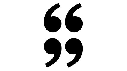 Fototapeta premium Minimalist vector icon illustration featuring black opening and closing quotation marks. Clean flat design ideal for testimonials, citations, and editorial quotes in business and web layouts.