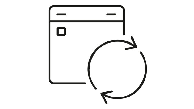 Subscription management vector icon featuring a calendar with recurring payment symbols, clean line art illustration for automated billing, scheduling, and renewal processes in business.