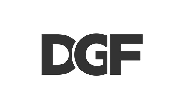 DGF logo design template with strong and modern bold text. Initial based vector logotype featuring simple and minimal typography. Trendy company identity.