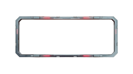 Futuristic Glowing Red Light Metallic Frame for Modern Technology Interface and Screen Display Border © ZeinLens