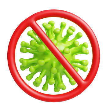 Stop virus infectious sign 3d illustration isolated on transparent background