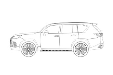 Obraz premium car outline drawing, sketch, contour image
