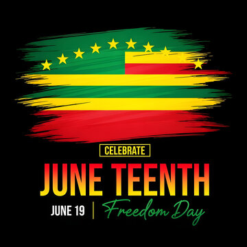 Juneteenth celebration poster with flag and text