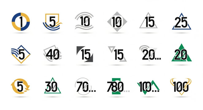 Numbers and symbols icons set.