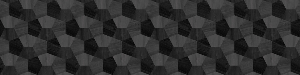 Black wood texture with pentagon decorative backgorund © Vidal