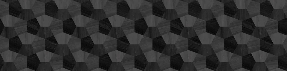 Black wood texture with pentagon decorative backgorund © Vidal