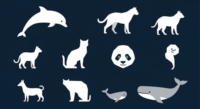 Various animal silhouettes in collection.