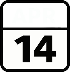 Obraz premium Calendar Date 14 in Modern Black and White Icon