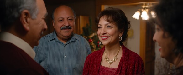 Fototapeta premium The in-laws exchange warm greetings at a family gathering.