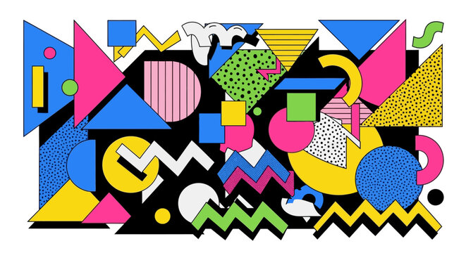 Retro 80s Memphis Style Geometric Abstract Pattern