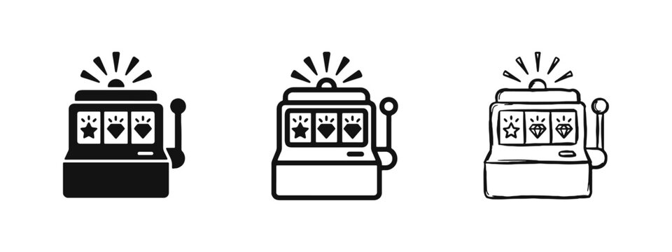 Slot Machine and Casino Gambling Icons Set