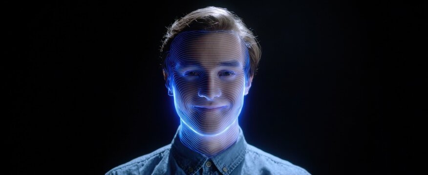 A cheerful holographic friend projection that reads facial cues like a mood detective