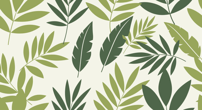 Collection of various green leaf shapes.