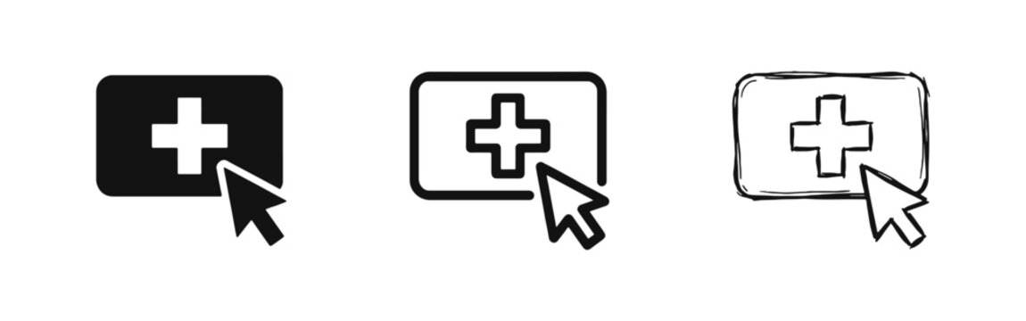 Add Plus Symbol Button with Mouse Cursor Interface Icons