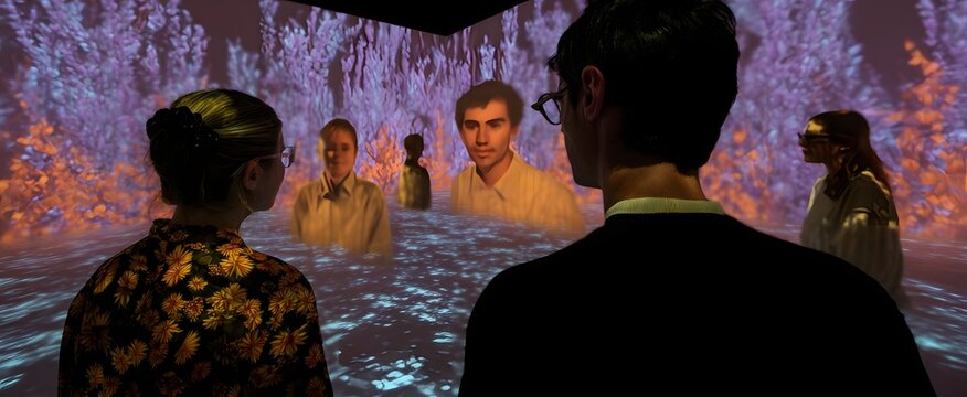 Virtual kin spark like stars in a glowing reunion across time's vast sky