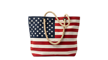 Fototapeta premium American flag pattern tote bag isolated on transparent background