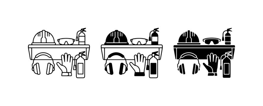 Personal Protective Equipment Icons, Safety Gear Collection, Industrial Workplace Hazard Prevention Symbols