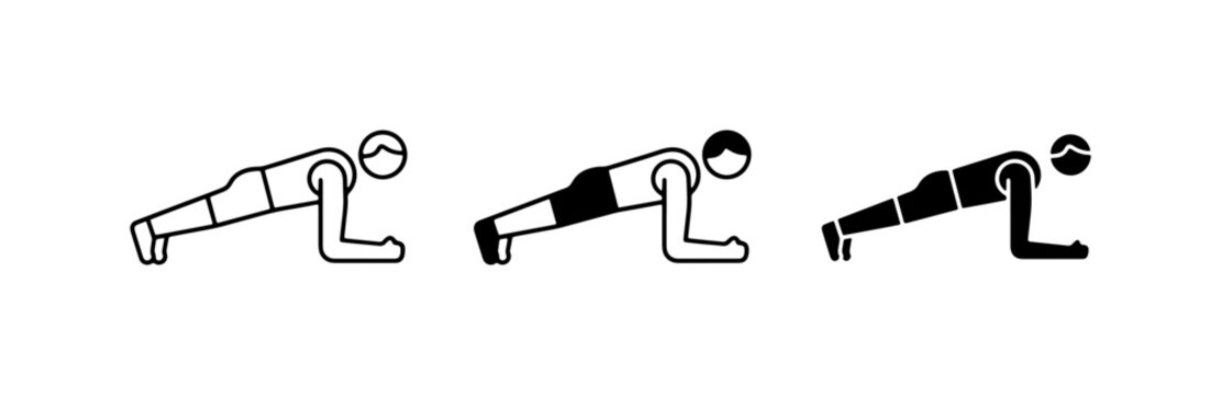 Plank Exercise Icons, Fitness Silhouette Set, Core Strength Training Vector Graphics, Workout Illustration Collection