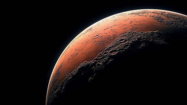 Stunning and Detailed Conceptual Render of Mars Featuring Craters, Surface Textures, and Landforms
