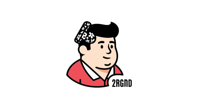 Cartoon Man Character with Floral Cap Illustration