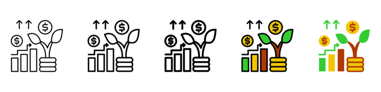 Growth Icon Collection With Different Styles And Colors