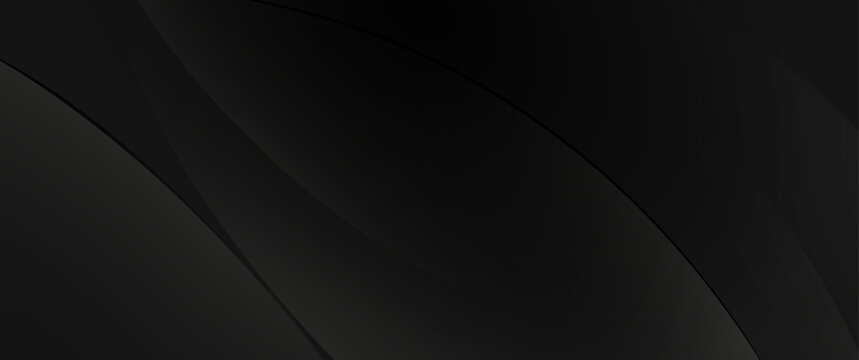 Dark Black Abstract Background with Smooth Diagonal Curve Layers, Premium Luxury Minimal Design