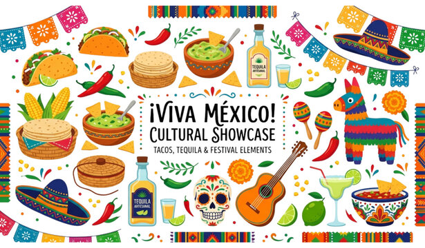 Viva mexico cultural showcase tacos tequila and festival elements