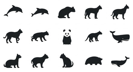 Silhouettes of various wild animals. © Guling