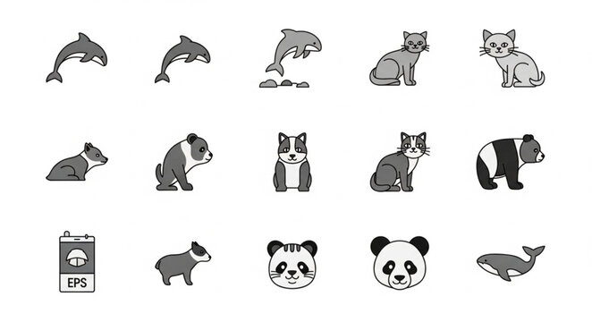 Various cartoon animals line up.