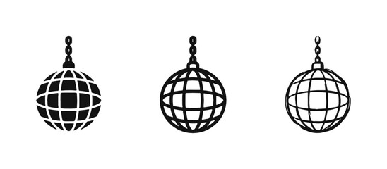 Obraz premium Disco Ball Icon, Party and Nightlife Symbol, Mirror Ball, Three Styles: Solid, Outline, Hand Drawn Sketch