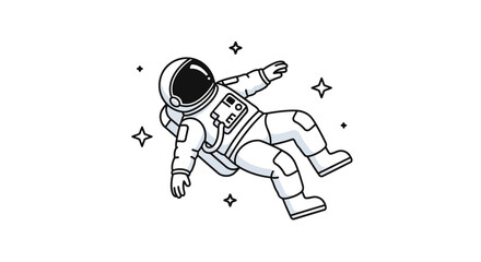 Astronaut floating in space with stars, cartoon style © mah