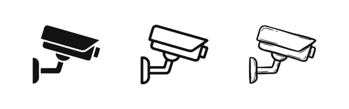 Surveillance CCTV Camera Security System Icon Set for Monitoring