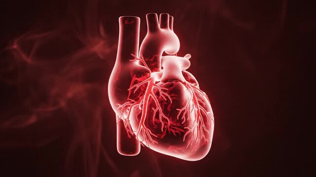 Heart Anatomy Visualizing Cardiac Structure in Highlighted Red Tinted Scene