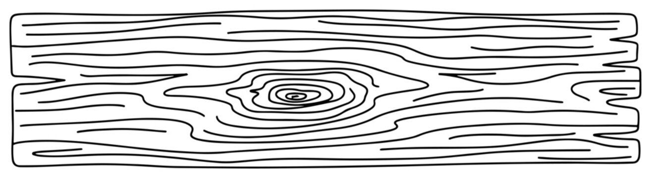 Wood plank texture with natural grain pattern in continuous line art style