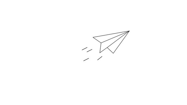 Rocket flying on sky line icon animation. simple rocket flying concept animation.rocket linear icon 4K animation on white background..