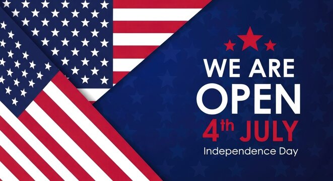 Independence day sale banner 'we are open' 4th of july promotion